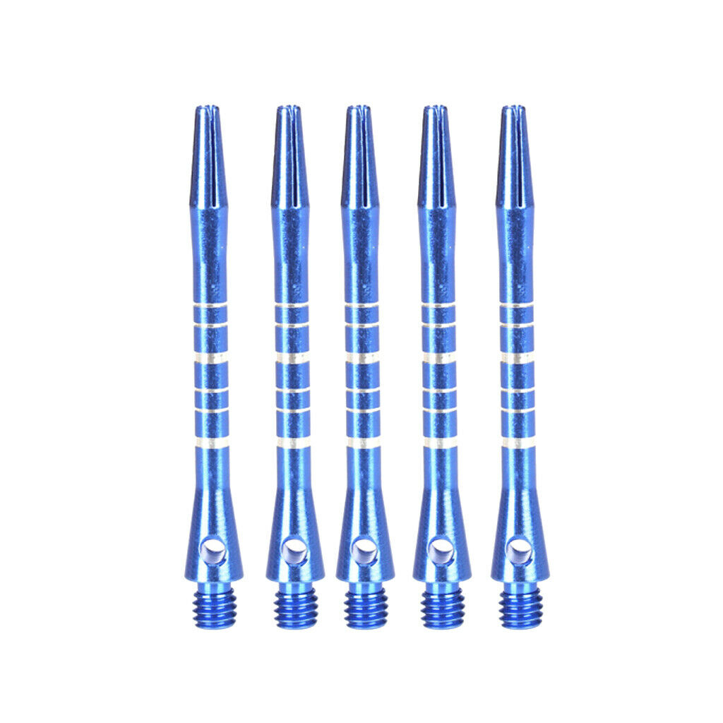 2x 5pc Blue Re-Grooved Striped Anodised Aluminum Dart Shaft 52mm 2" Collector