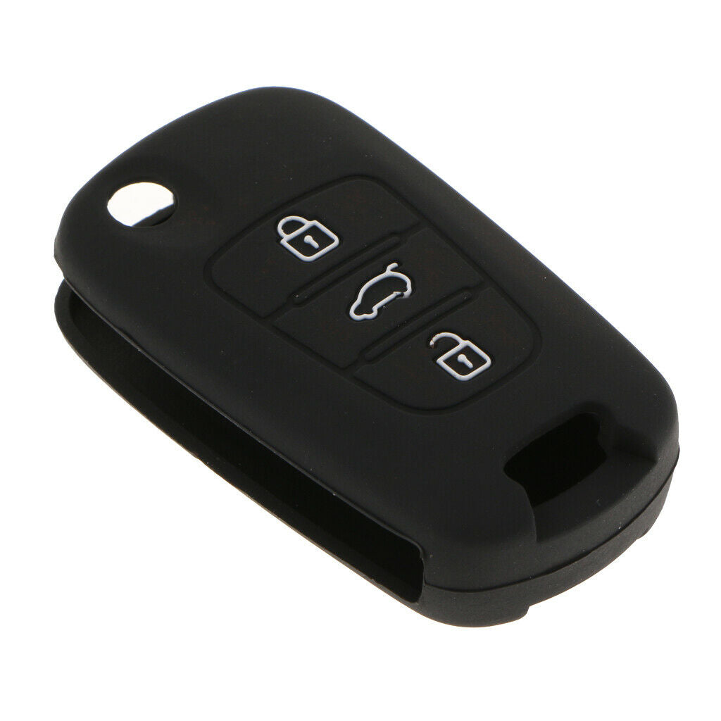 Silicone Car Key Cover ForHyundai 3 Button Smart Key Fob Black