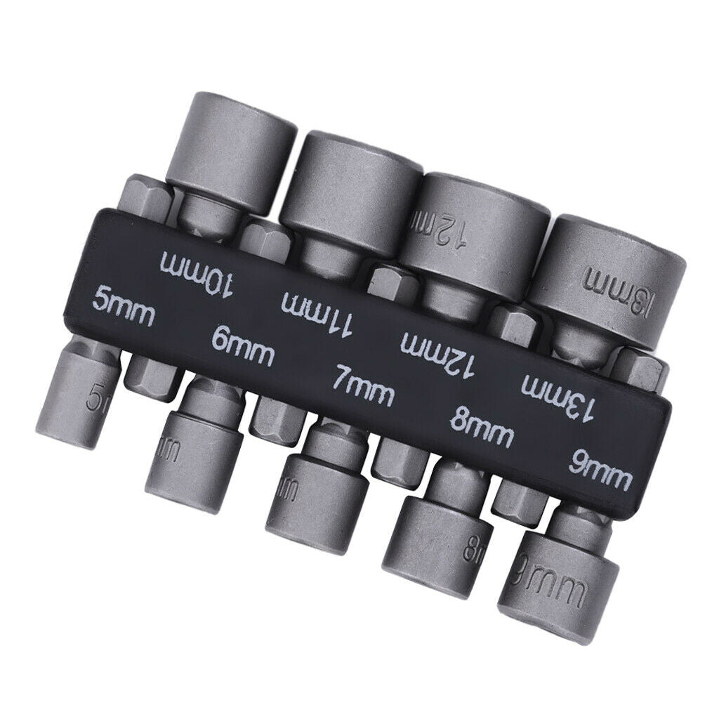 1 Set of 9 Pieces 1/4-Inch Hex Shank Magnetic Power Nut Driver Metric (5mm -