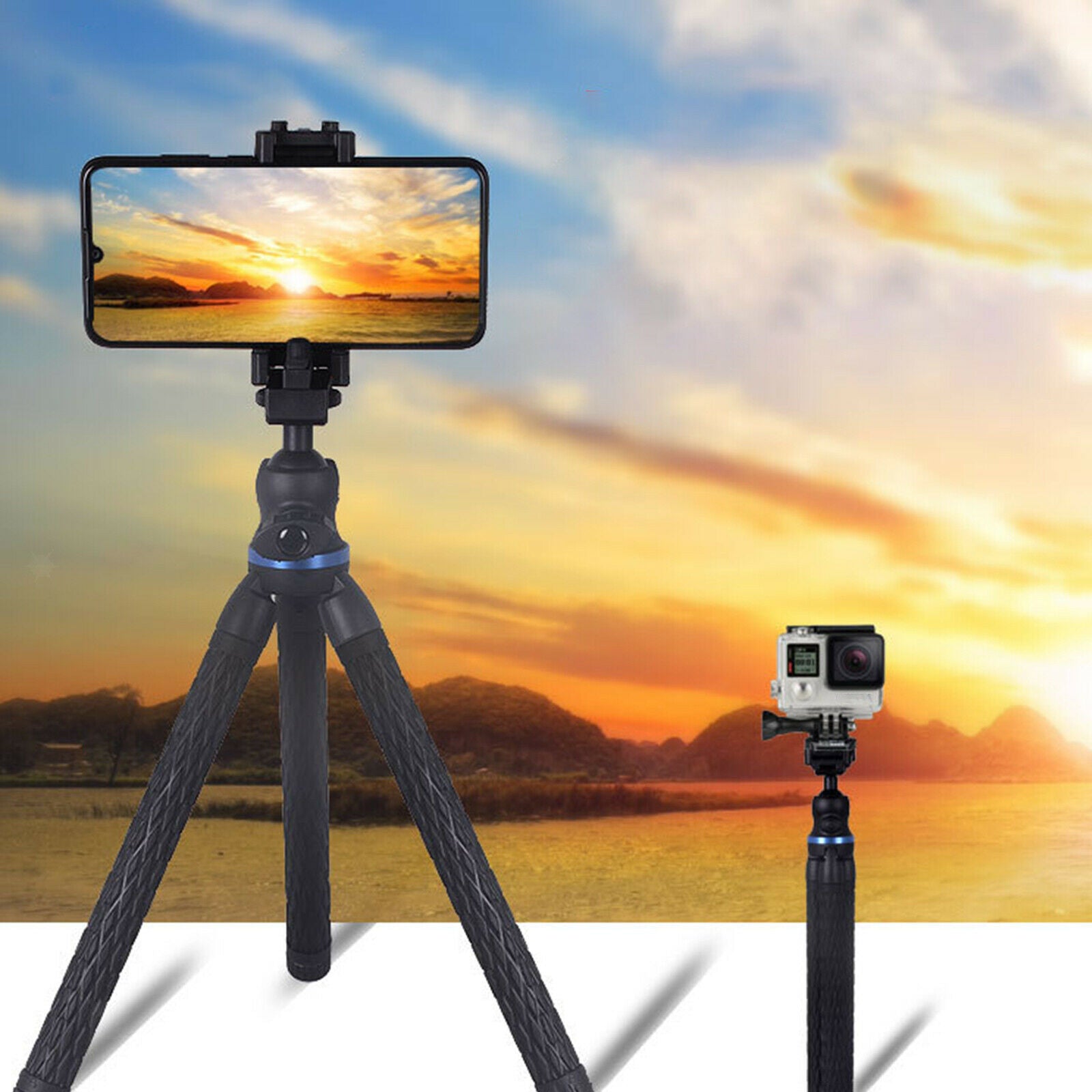 Portable Phone Tripod Stand w/ Ball Head for DSLR Camera Functional Black