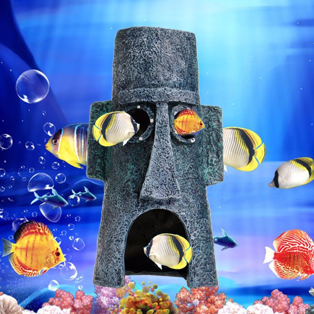 Aquarium Landscaping Decoration SpongeBob House Aquatic Fish Tank OrnamentDD