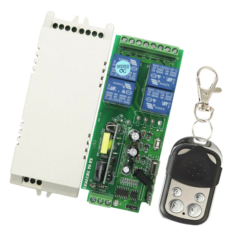 AC 220V Remote Control Switch Wireless Relay Receiver Metal Push Cover 4-key