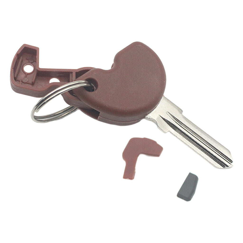 Brown Motorcycle Uncut Blank Key + Transponder Chip Universal For Piaggio