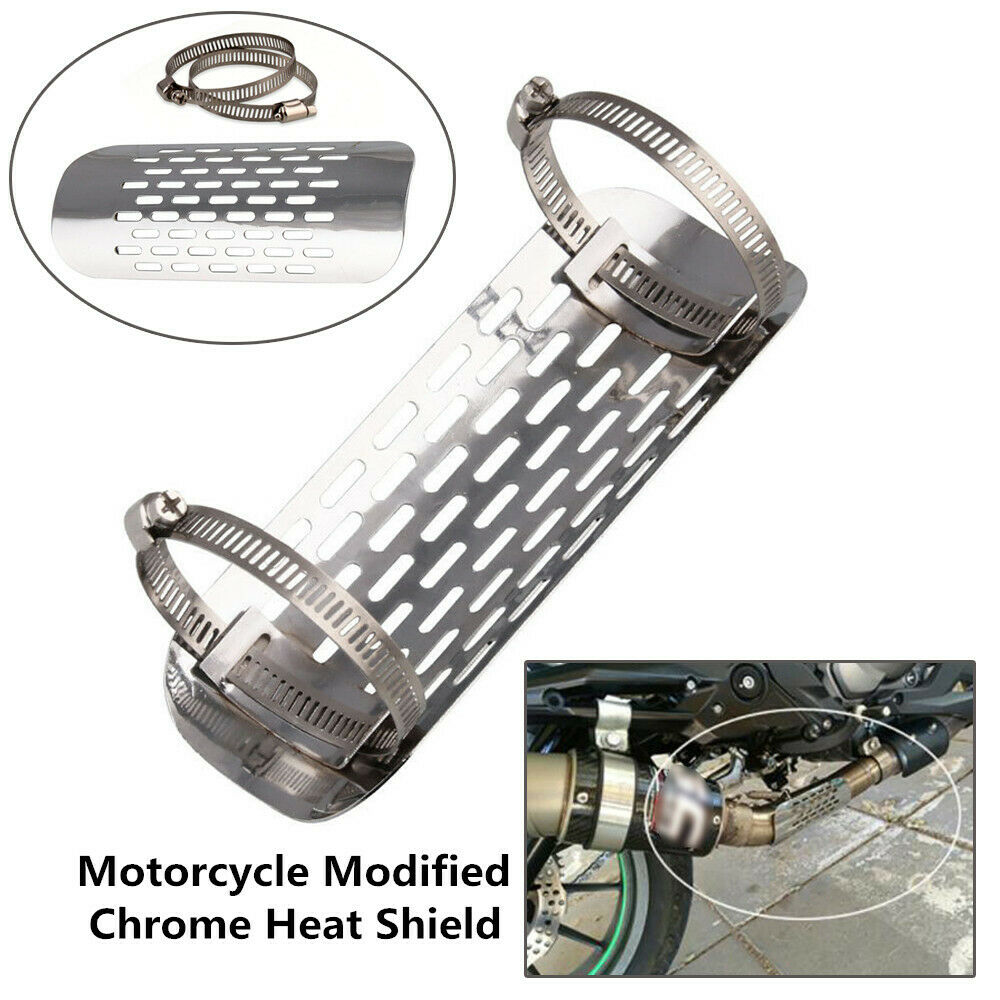 Motorcycle Chrome Heat Shield For 1 7/8"-2 3/4" Exhaust Muffler Pipe Cover Solid