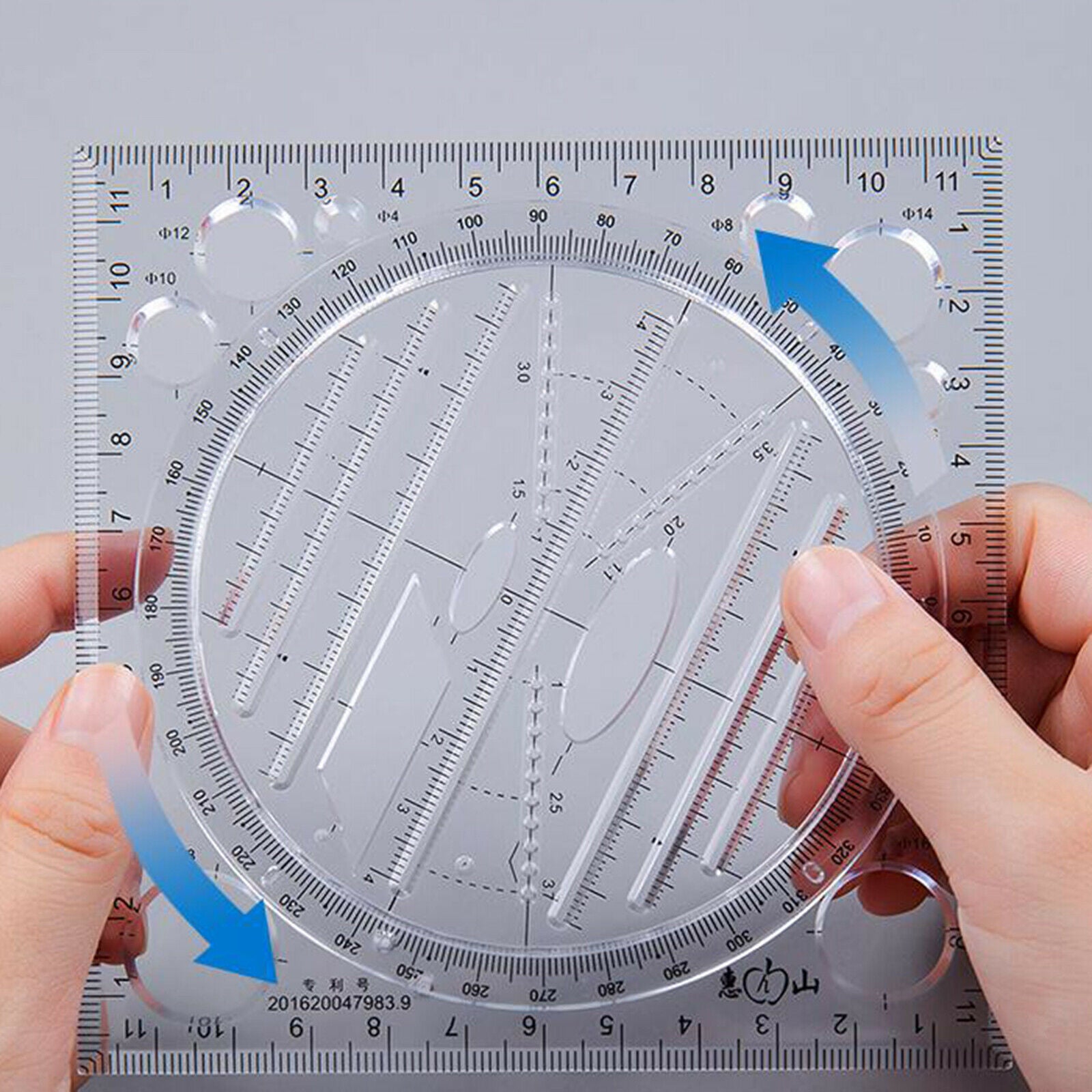 Multifunctional Drawing Ruler Curve Round Tool Horizontal for School Student