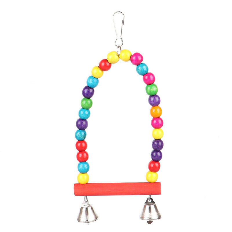 7Pcs Parrot Swing Bell Hanging Bird Cage Perch Toys Parakeet Cockatiel BudgiBDA