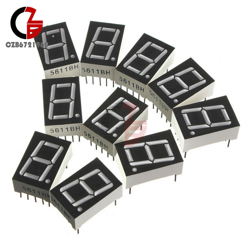 10PCS Red 7 Segment 1 Bit 0.5" LED Display Digital Tube Common Anode