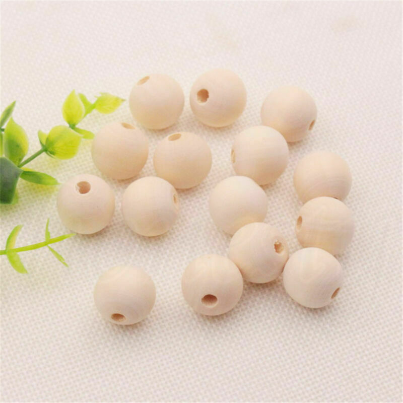 15Pcs 40mm Wooden Round Big Large Wood Ball Beads Unpainted Unfinished Natural