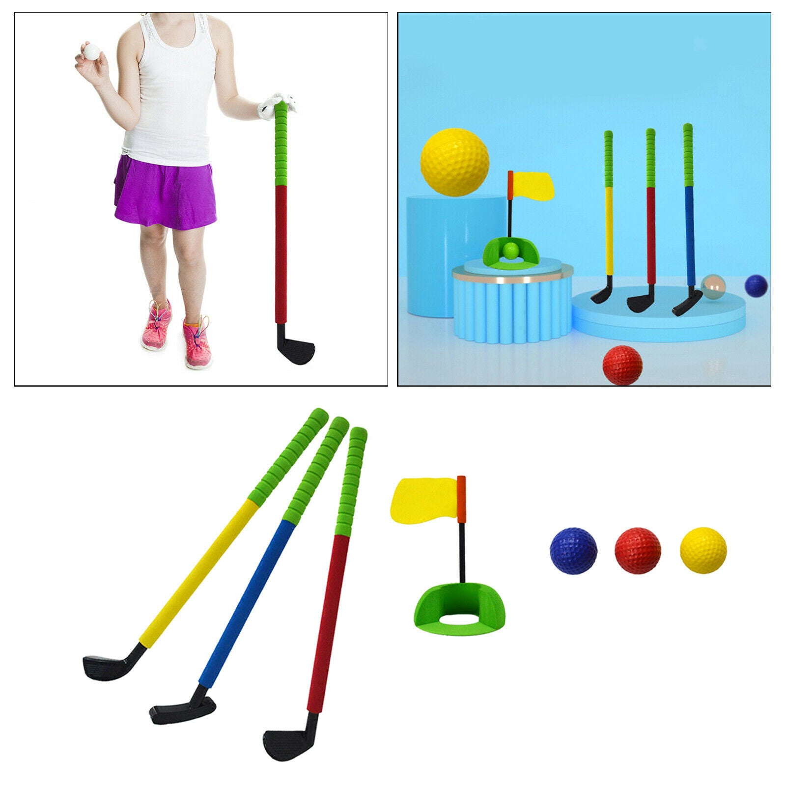 Kids Golf Club Set 3 Golf Clubs 3 Balls Indoor Early Educational Toddlers