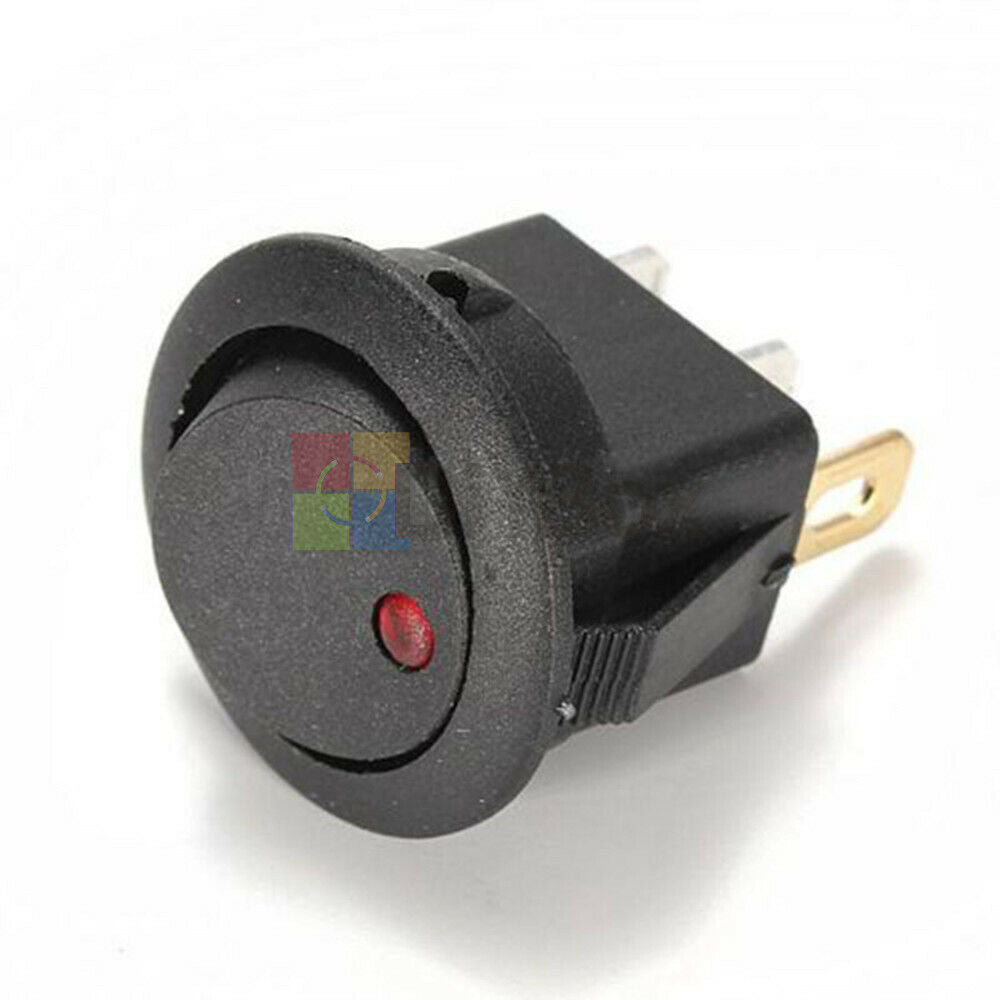 2Pcs Car Round Dot Red 12V LED Light Rocker Indicator Toggle ON-OFF Switch New