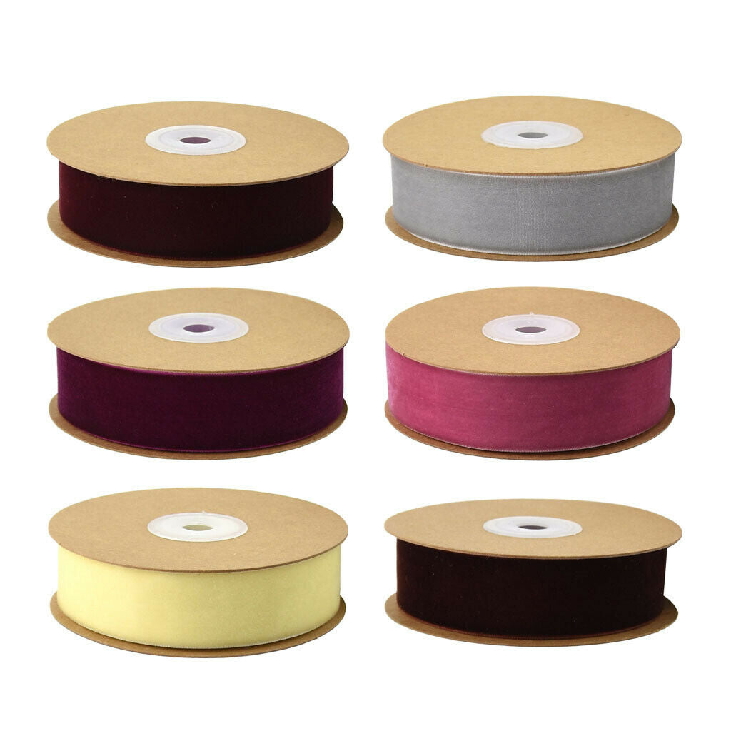 Burgundy 25mm/1'' 5 Yards Velvet Ribbon Roll for Crafts Headband Clips Bows