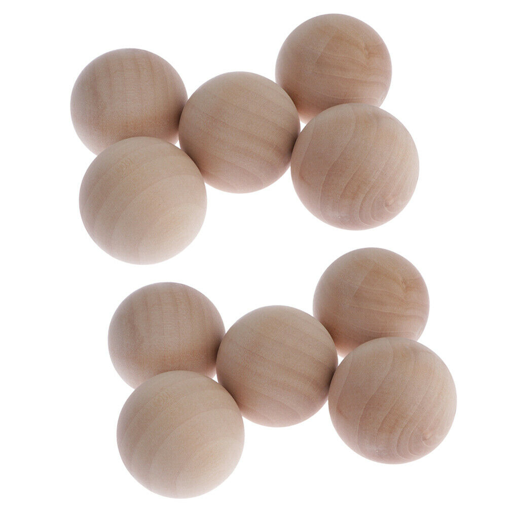 10 Pack Hardwood Balls Solid Natural Wooden Balls Beads for Crafts 50mm