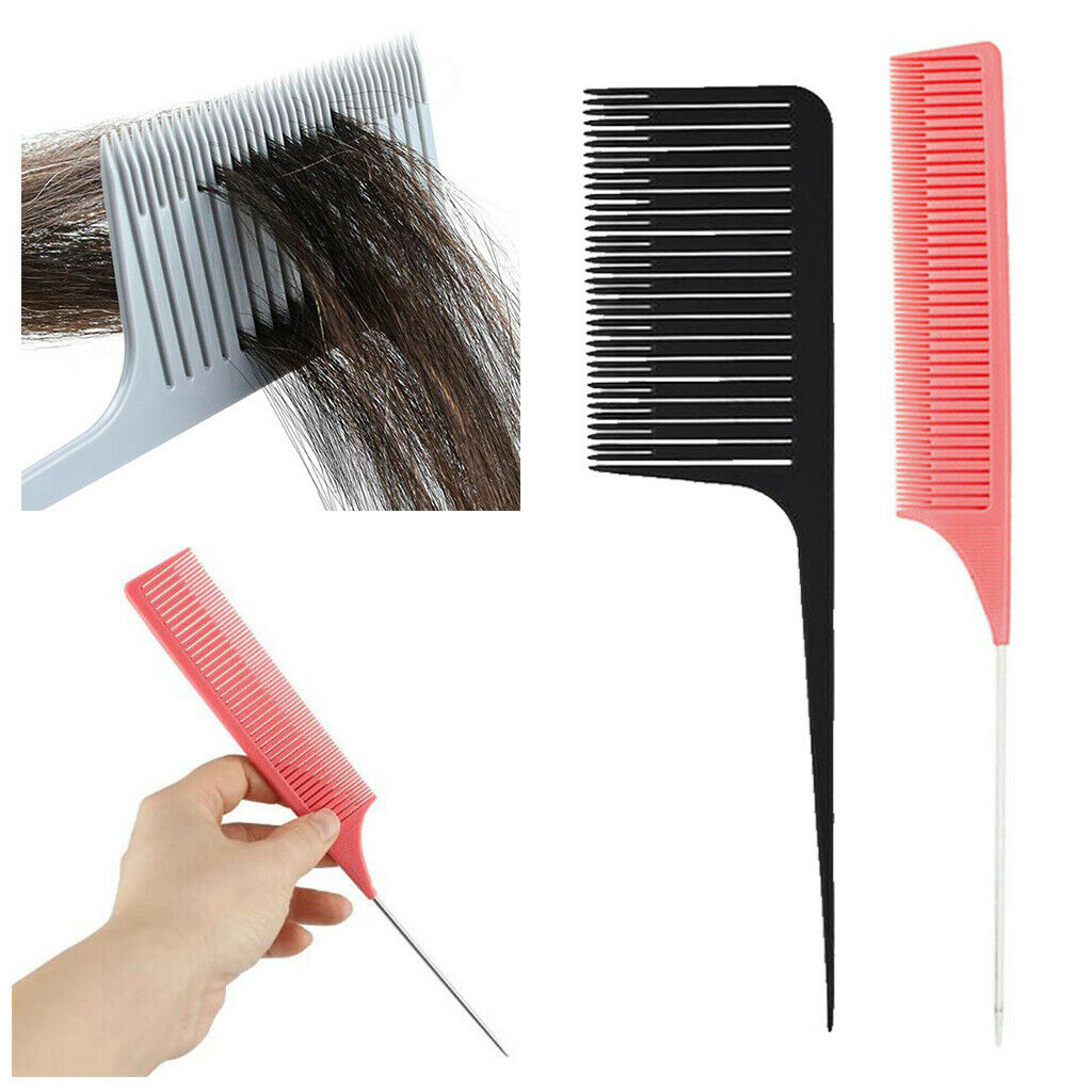 2pcs Sectioning Weaving Highlighting Foiling Hair Combs Salon Styling Comb