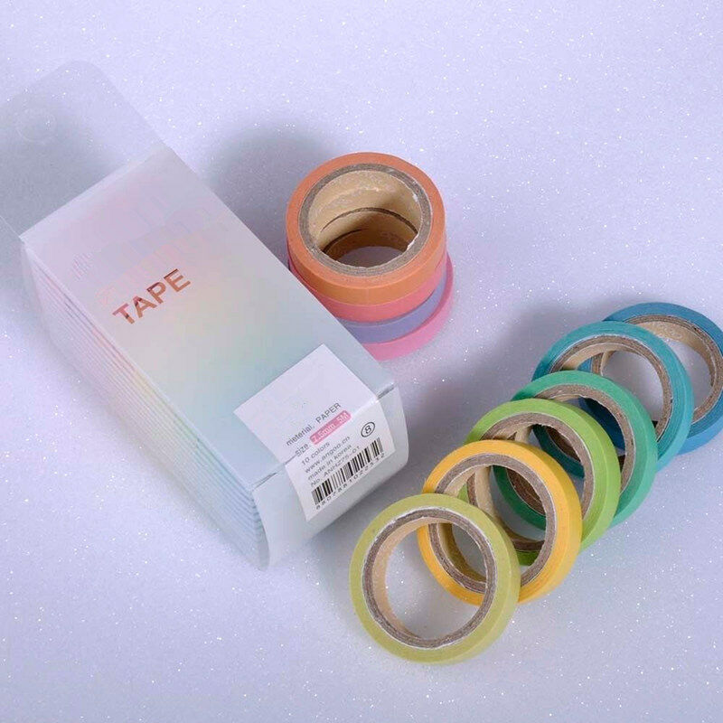 10 Roll Rainbow Tape Washi Sticky Paper DIY Scrapbook Adhesive Label Craft Set