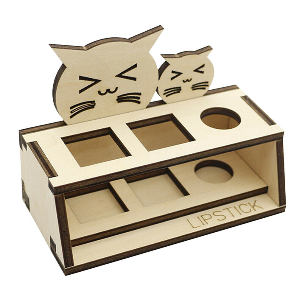 Empty Wooden Lipstick Display Holder Stand Desktop Lip Balm Makeup Organizer