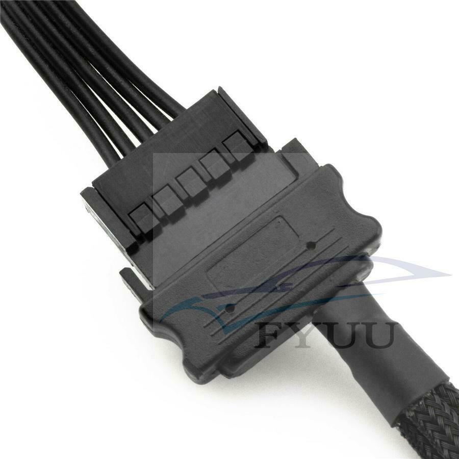 5Pcs 15-Pin Male SATA to 4 Fan 12V Sleeved Power Adapter Cable 12" / 30cm
