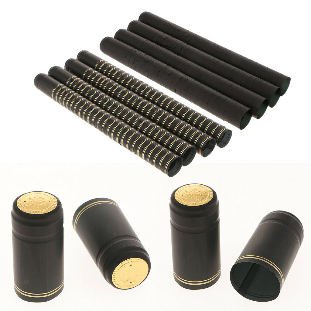 200pcs PVC Wine Bottle Heat Shrink Capsules  30mm -Black