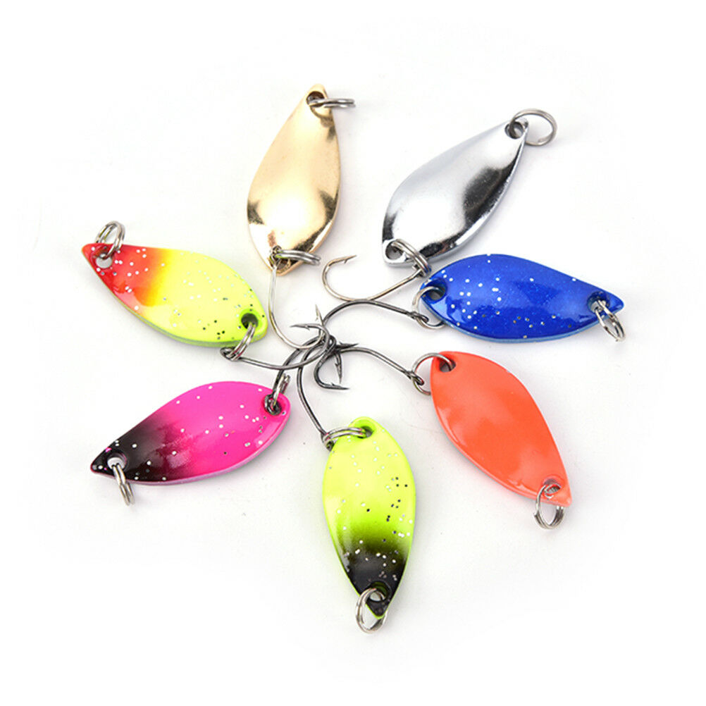 7pcs 3cm 5g colorful trout lure fishing spoon bait single hook*metal fishi.l8