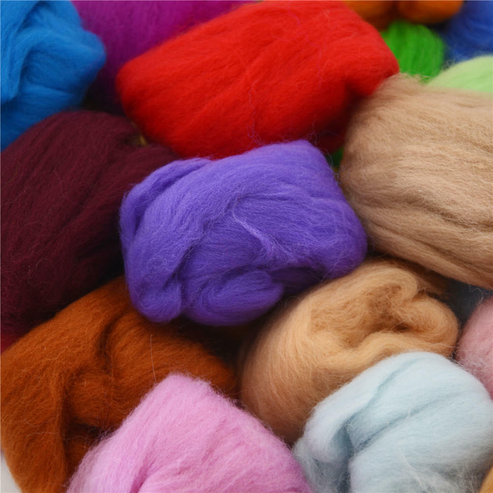 15 Color Super Soft Wool Fibre Roving Set For Needle Felting Hand Spinning DY1
