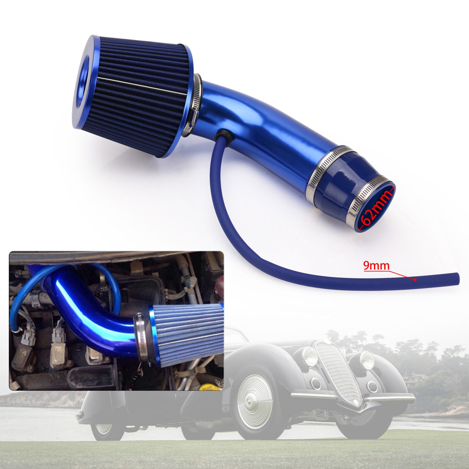 Full Set 3" 76mm Car Cold Air Intake System Turbo Induction Pipe Tube Kit