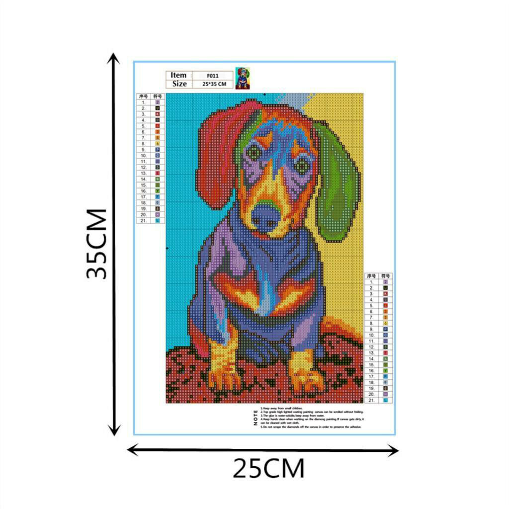Square Full Drill 5D Diamond Painting Embroidery Colorful Dog Cross Stitch