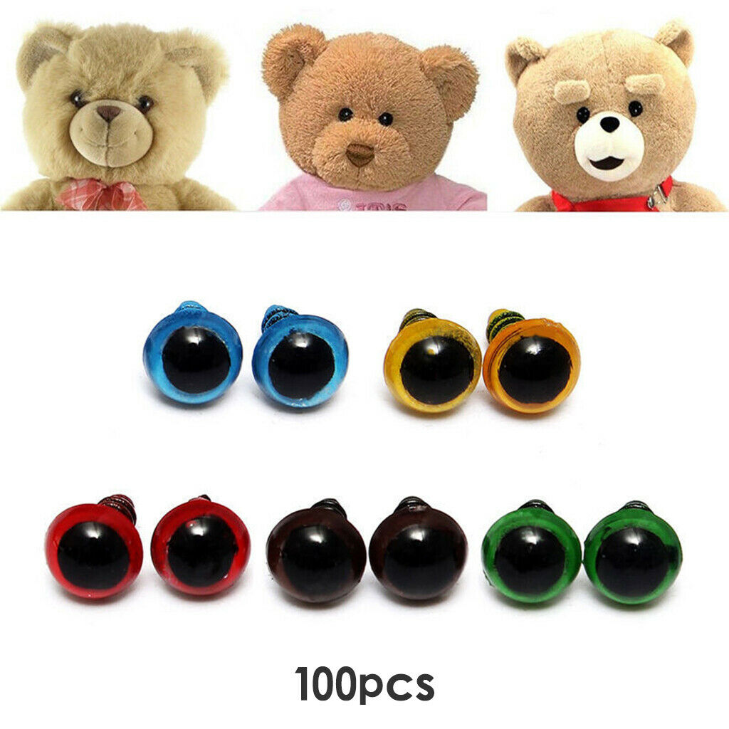 100pcs 10mm Mixed Color Animal Safety Eyes for Plush Toys Making Supplies