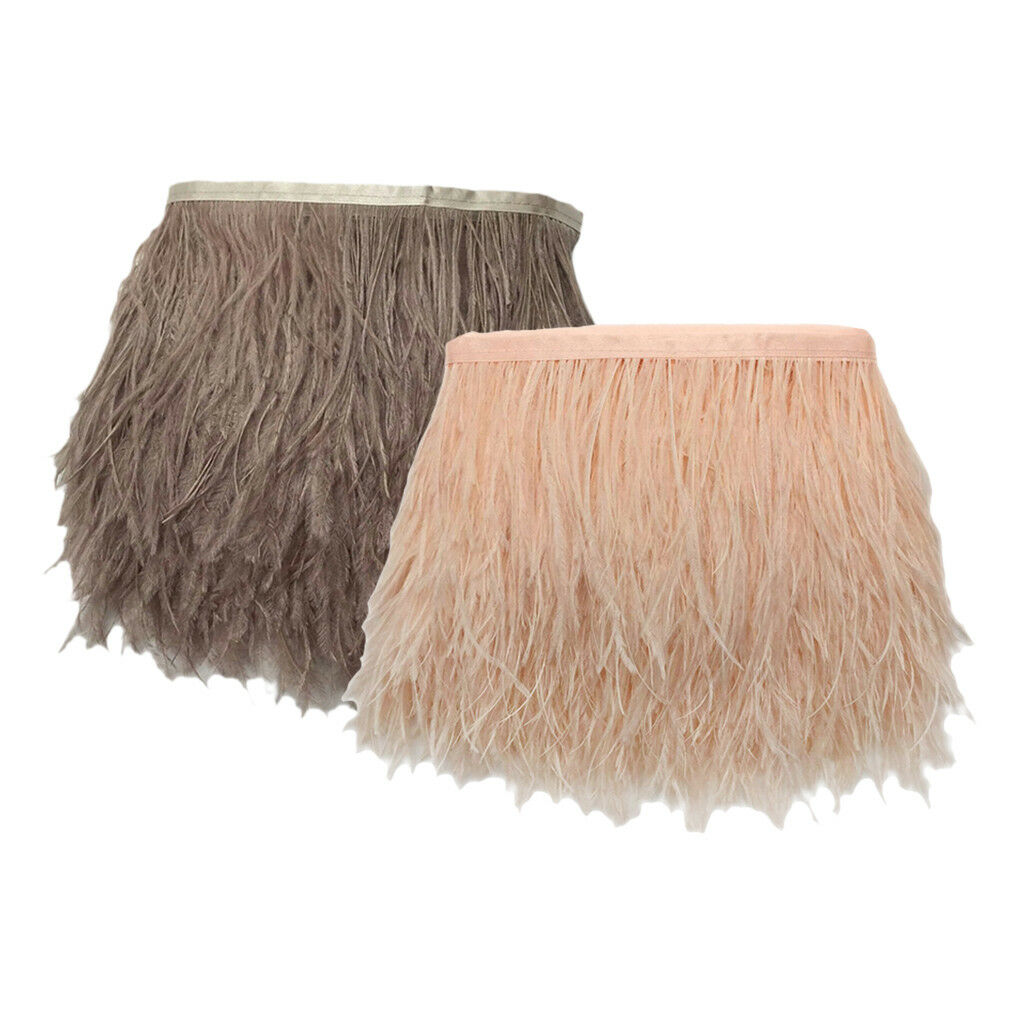 2 Yards 10-15cm Ostrich Fluffy Feather Fringe Trim Sewing Costume Millinery