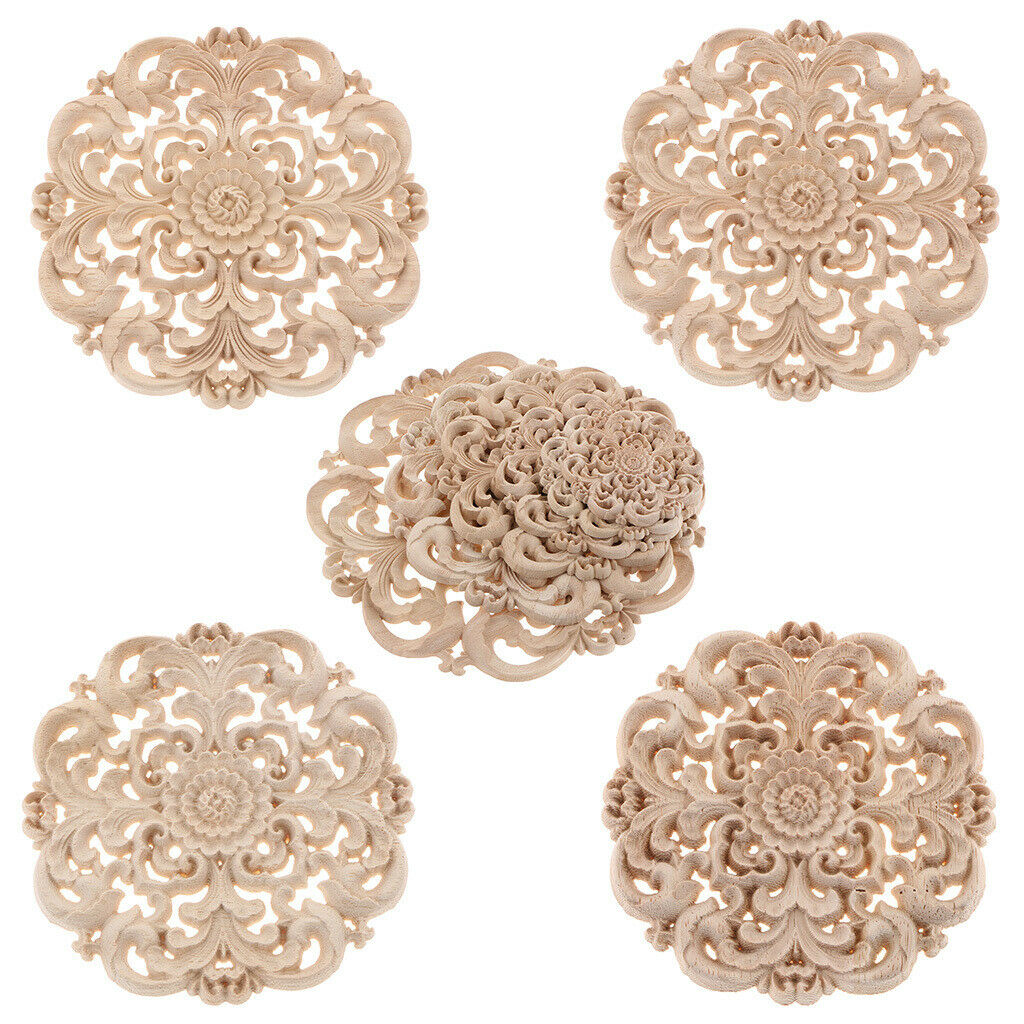 8x Wood Carved Corner Onlay Applique Door Cabinet Unpainted Home Furniture Decor