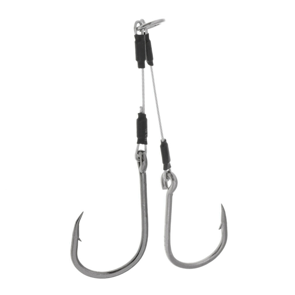 2pcs Dual Assist Hooks Barbed Jigging Fishing Hooks 1 Piece with 2 Hooks for
