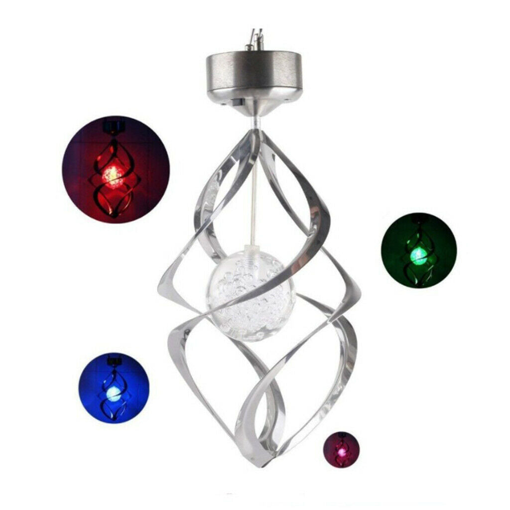 Solar Powered Wind Chimes LED Spinner Lamp Light Waterproof Holiday Decor