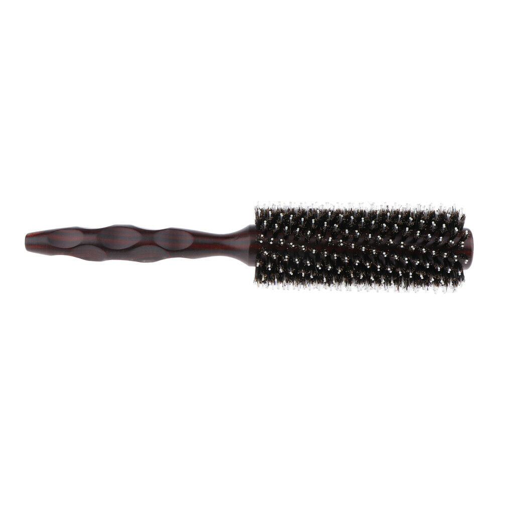 Round Anti-Static Wooden Barrel Hairbrush for Blow Drying Styling Curling L