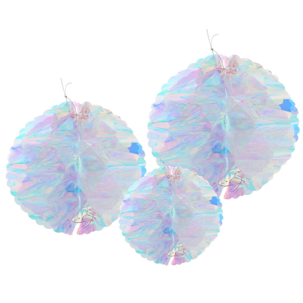 3 Pieces Rainbow Film Gradient Plastic Flower Ball DIY Wedding Venue Decor