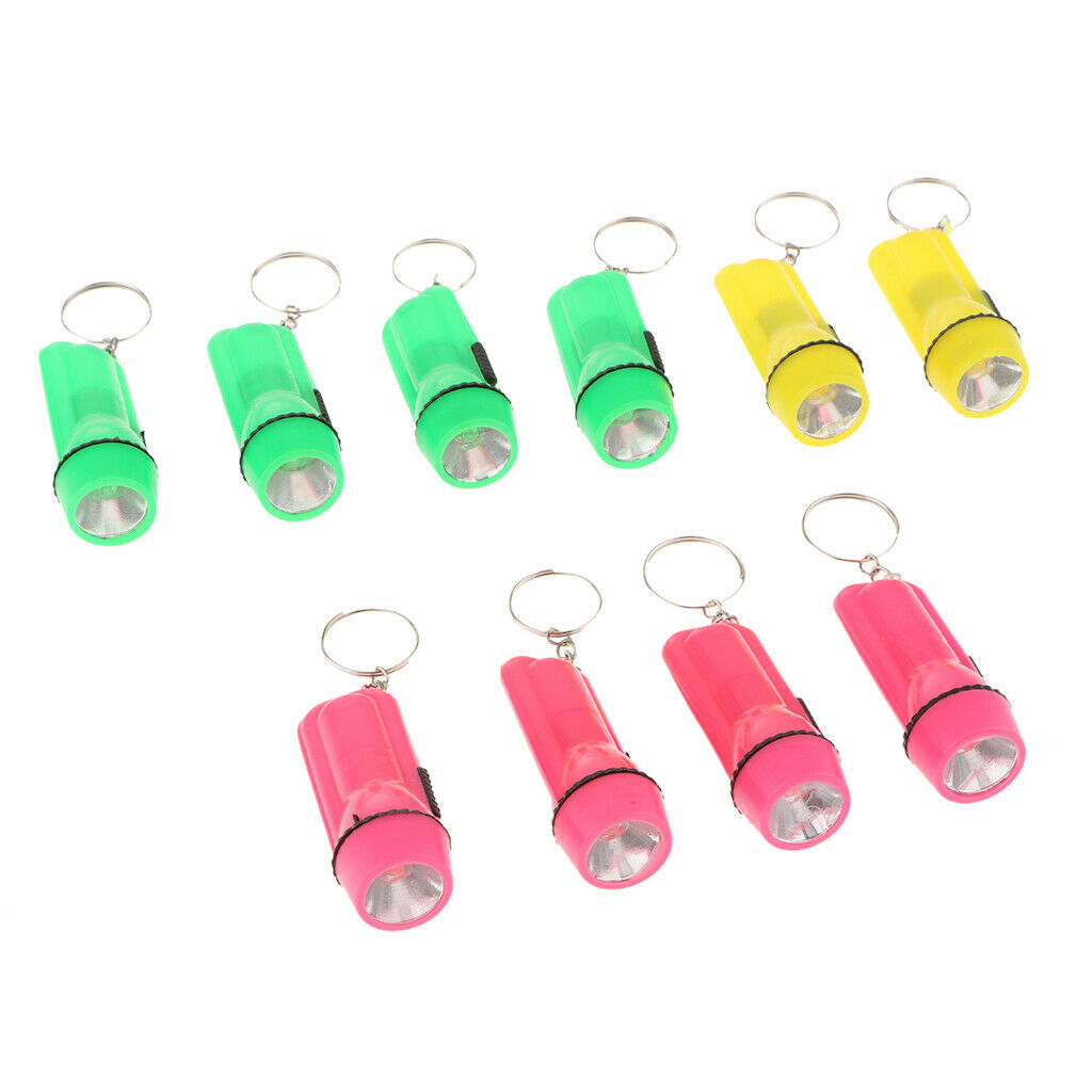 Cute LED Key Chain Mini Flashlight Shape Key Ring Holder 10 Pack Random