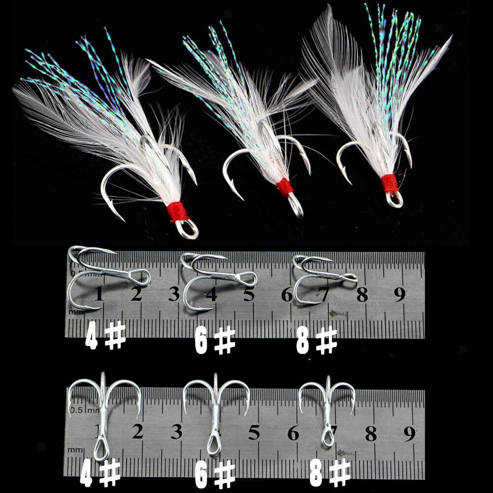 5 Pcs Kit Double Enhanced Carbon Steel Fishing Treble Hooks 4#