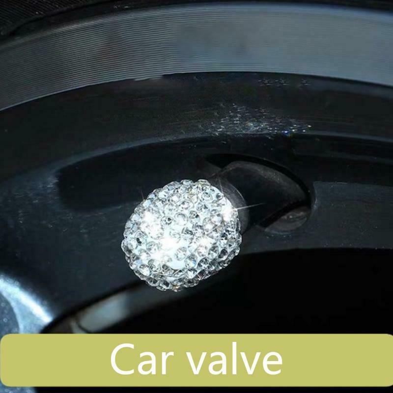 Crystal Rhinestone Universal Tire Valve Dust Caps Set of 4 Air-tight Leak-proof