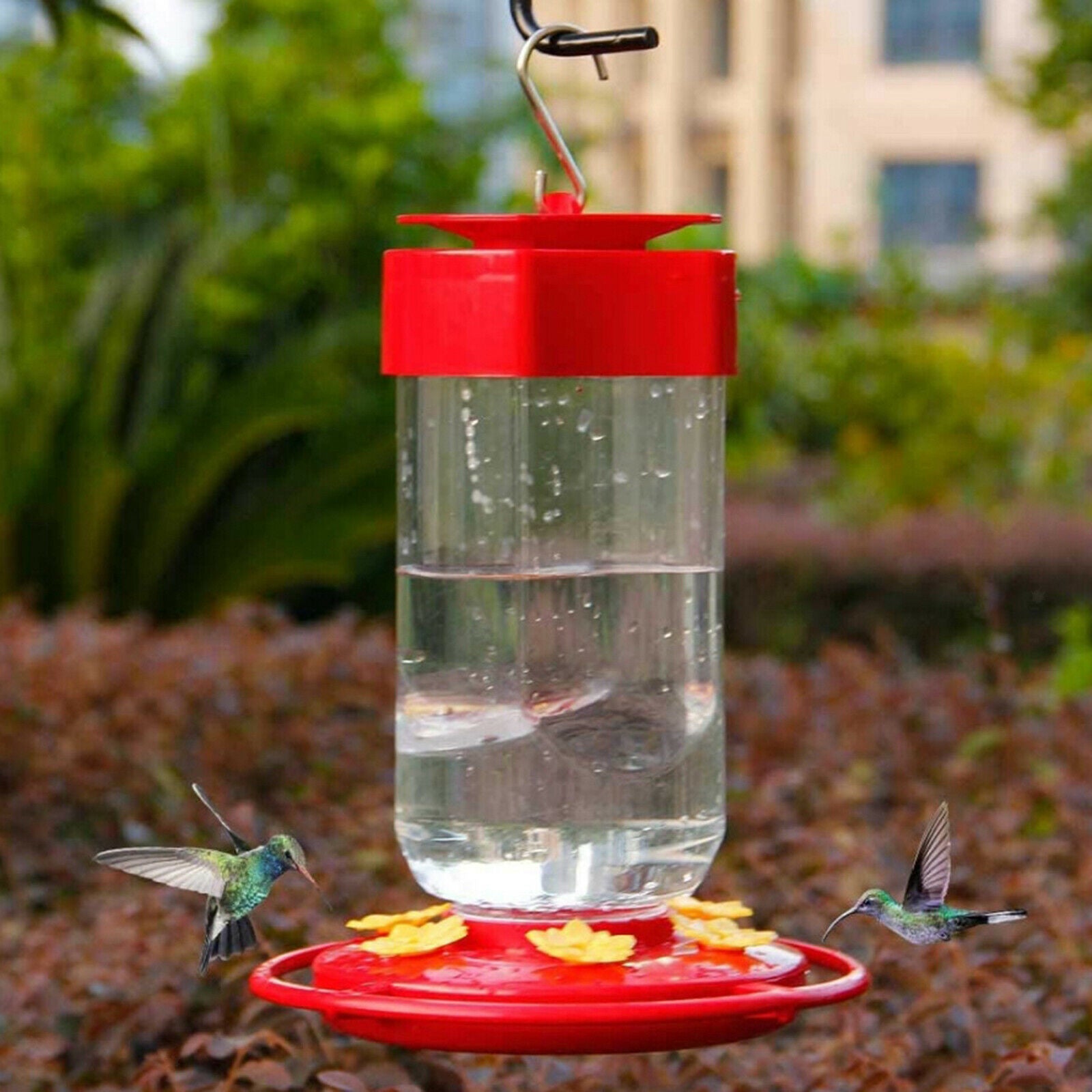 Outdoor Courtyard Leak-Proof Hummingbird Flower Feeder with 8 Feeder Ports
