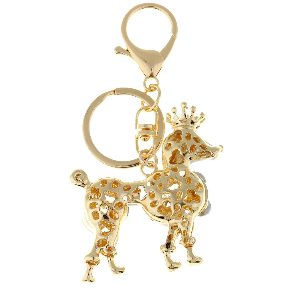 Fashion Acrylic Rhinestone Crown Royal Dog Pendant Handbag Key Chain Decors