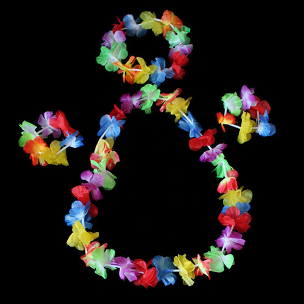 4 pcs/set HawaiianBDropical Hula Luau Grass Dance Head Neck Wrist Garla.l8