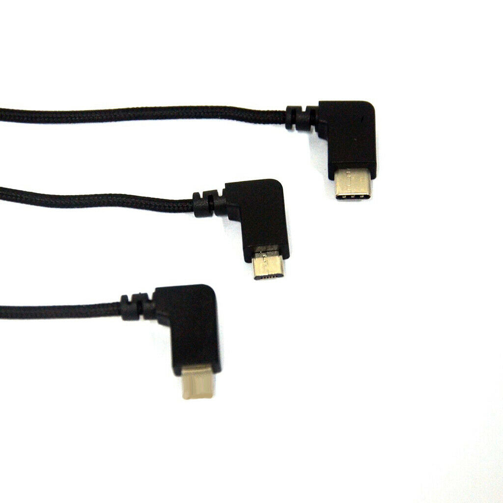 Double Micro USB Data Cable Braided Black Nylon for