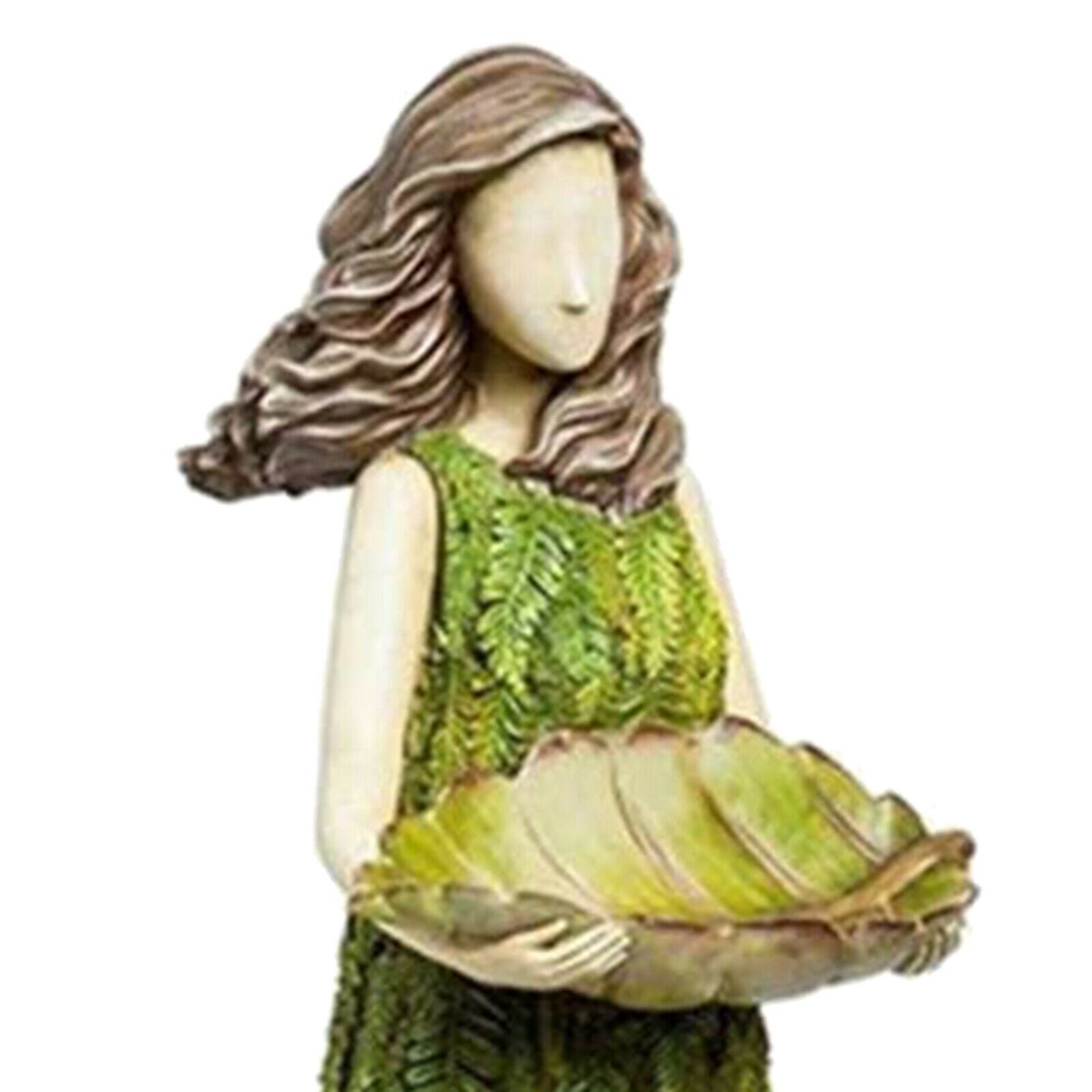 Sherwood Fern Fairy Statuary w/ Bird Feeder Garden Art Ornament Decor Craft