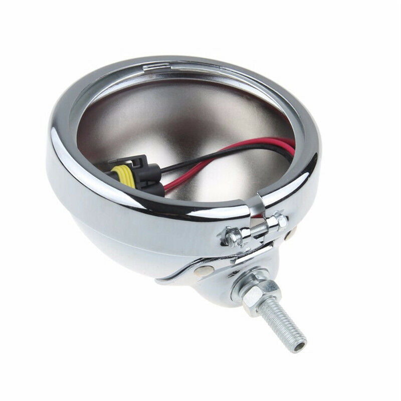 2PCS Motorcycle 4.5'' Chrome LED Fog Passing Light Housing Lamp Bulb Bucket