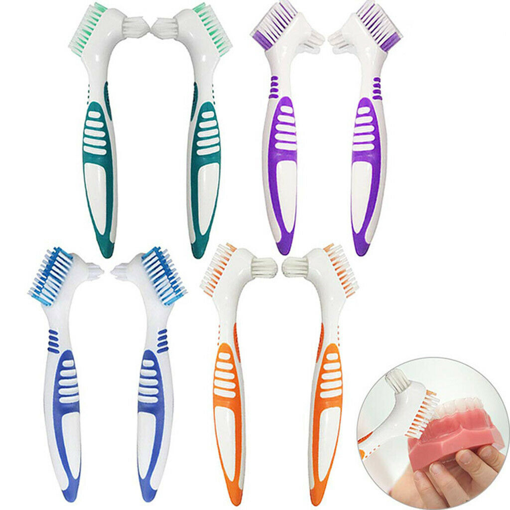 4x Denture Dedicated Brushes Food Residue Removal Oral Care Toothbrush
