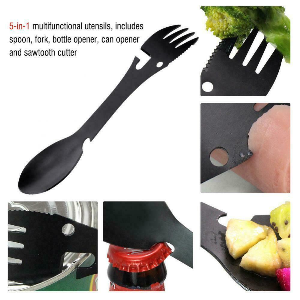 HOT Camping Multi-Tool Essential Eating Utensils Food Multi-function Mess Kit~