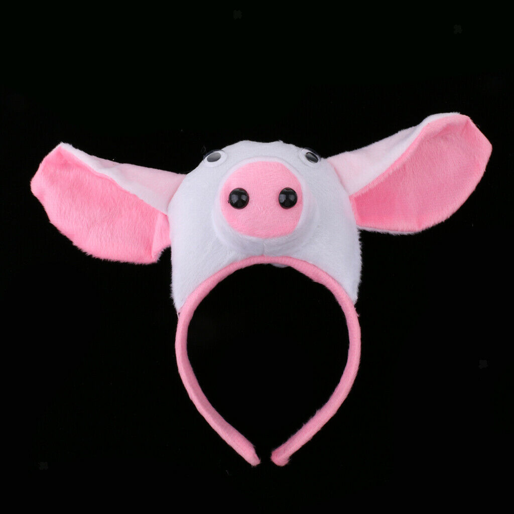 Kids Animal Pig Piggy Costume Kit Head Band Bow Tie Tail Fancy Dress White