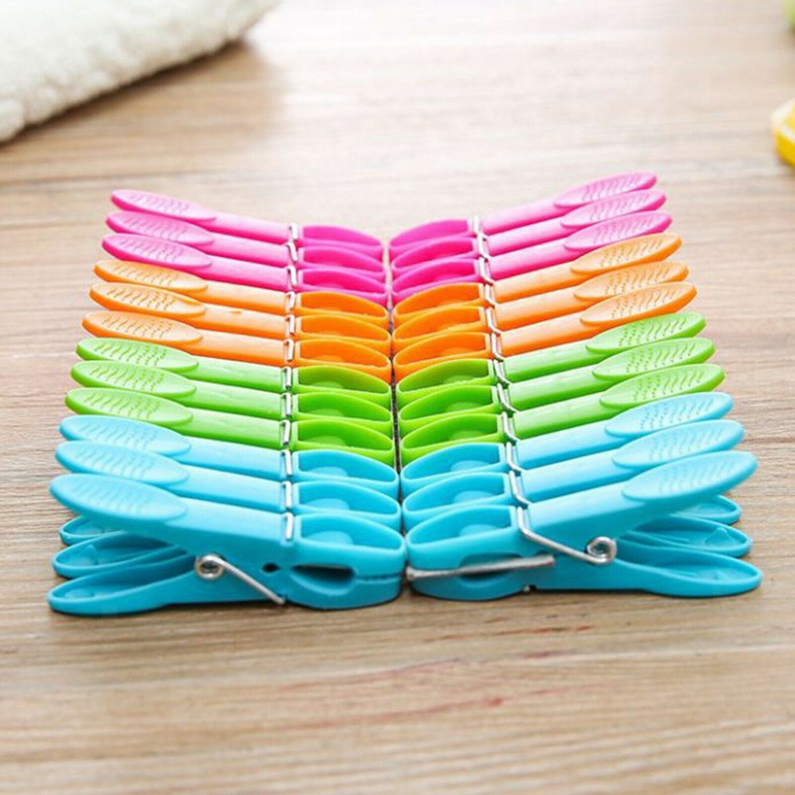 24x Clothes Pins with Spring Pegs Towel Pins for Storage Clothes Supplies