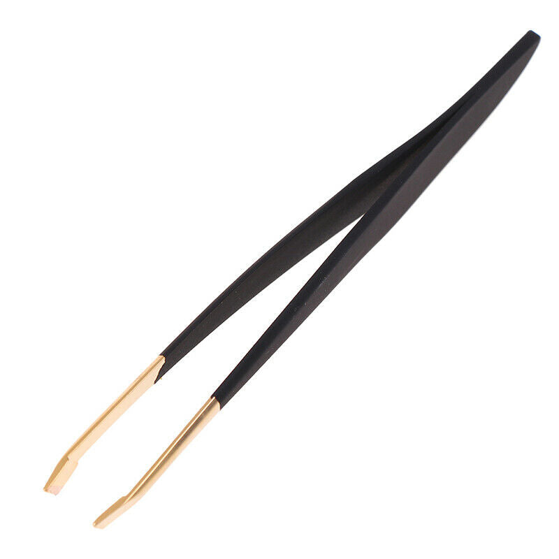Eyebrow Tweezer Golden Head Slanted Stainless Steel Eyelash Clip Makeup Tool