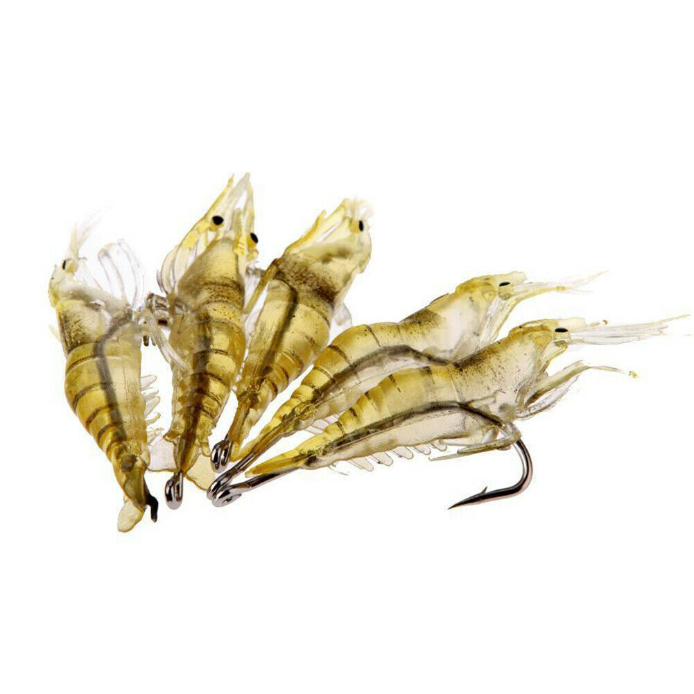 6pcs Shrimp Fishing Simulation Soft Prawn Lure Hook Tackle Bait Lures @