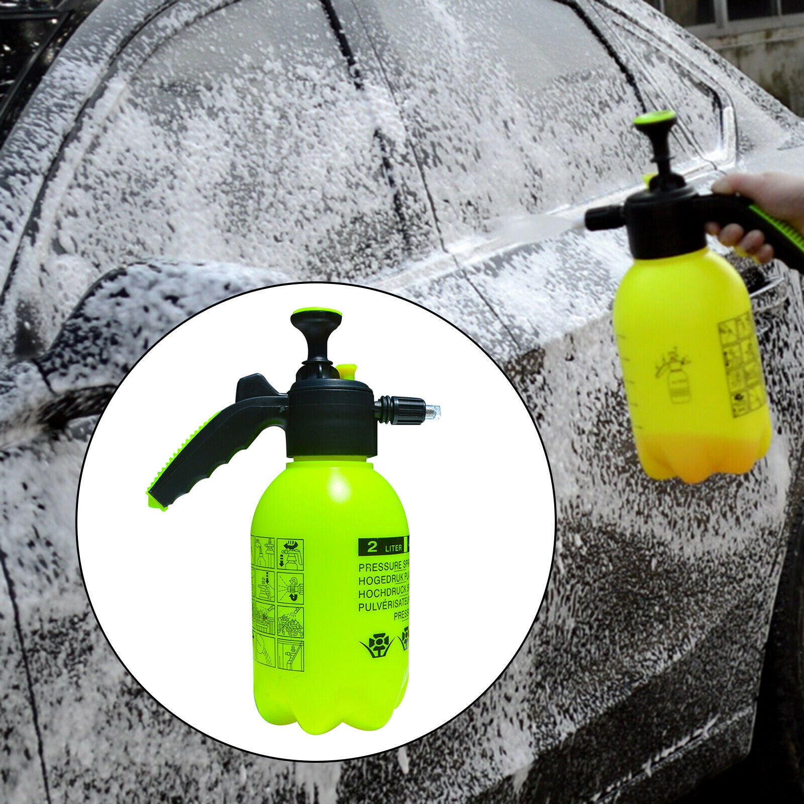 Handheld Foam Sprayer with Safety Valve for Car Wash Lawn Yard Table Mirrors