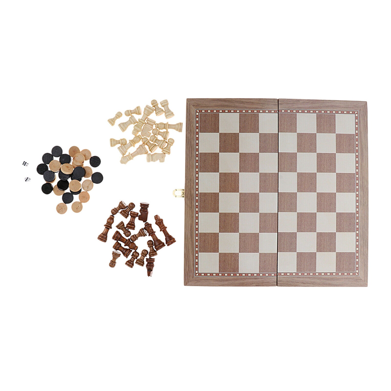 Wooden Folding Chess Board Game Set Standard Backgammon Puzzle Games Gift