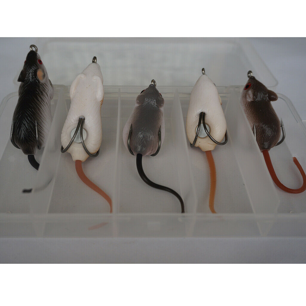 5x Bass Snakehead Bait Artificial Mouse Crankbait Fishing Lure Rat Bait